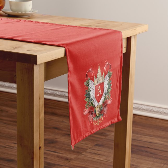 Elegantes Wappen Weihnachtskarte Mittelgroßer Tischläufer (Beispiel)