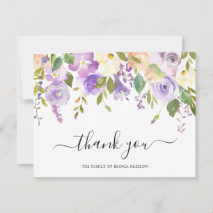 Elegantes Wasser Lila florales Beileid Beerdigung Dankeskarte