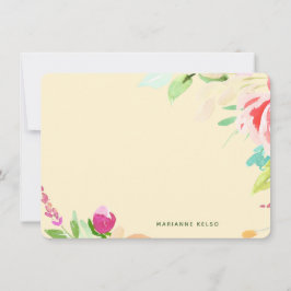Elegantes Wasser Personalisiert gelb floral Mitteilungskarte