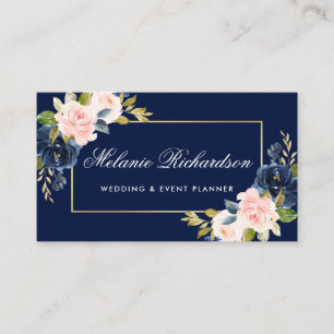 Elegantes Wasser Rosa Rosa Rosa Blüten Blauer Gol Visitenkarte