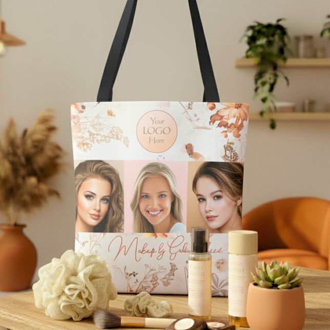 Elegantes Wasserfarbe-Script-Logo-Foto-Makeup-Stud Tasche (Von Creator hochgeladen)