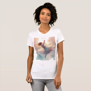 Elegantes Wasserfarben-Ballerina-T-Shirt – Weiblic T-Shirt
