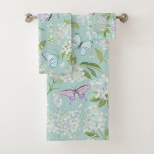 Elegantes Wasserfarben-Blumen-Dekor auffällig  Badhandtuch Set