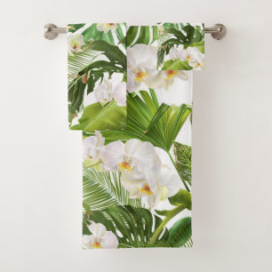 Elegantes Wasserfarben-Blumen-Dekor auffällig Badhandtuch Set