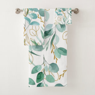 Elegantes Wasserfarben-Blumen-Dekor auffällig  Badhandtuch Set