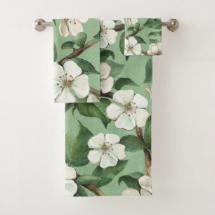 Elegantes Wasserfarben-Blumen-Dekor auffällig Badhandtuch Set