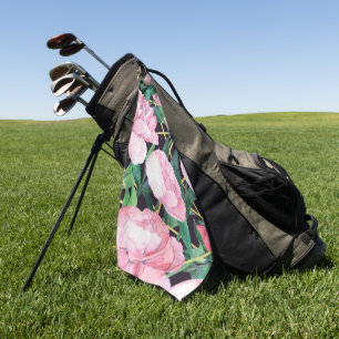 Elegantes Wasserfarben-Blumen-Dekor-Augenfänger Golfhandtuch