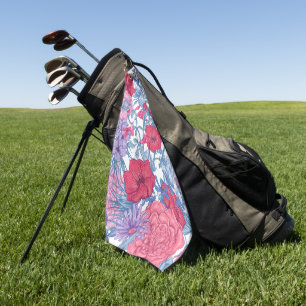Elegantes Wasserfarben-Blumen-Dekor-Augenfänger Golfhandtuch