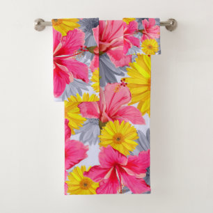 Elegantes Wasserfarben-Blumen-Dekoratives auffalle Badhandtuch Set