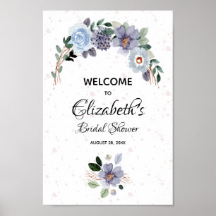 Elegantes Wasserfarben-Blumen-Hochzeitsdusche-Schi Poster