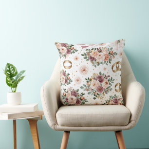 Elegantes Wasserfarben-Blumen-Hochzeitsmuster Kissen