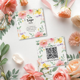 Elegantes Wasserfarben-Blumen-Logo Modern Telefonnummerkarte