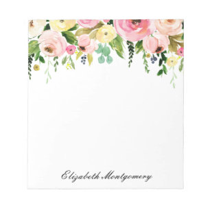Elegantes Wasserfarben-Blumen-Notizbuch Notizblock