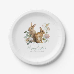 Elegantes Wasserfarben-Blumen-Ostern Pappteller