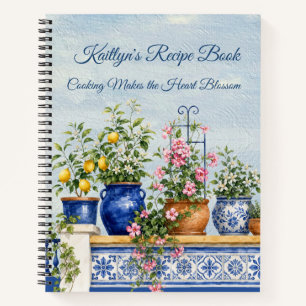 Elegantes Wasserfarben-Florales Kochbuch mit Namen Notizbuch
