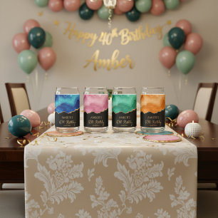 Elegantes Wasserfarben-Gold-Marmor-Personalisiert Dosenglas