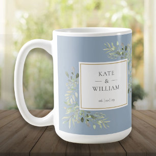 Elegantes Wasserfarben-Hochzeit in staubigem Blau  Kaffeetasse