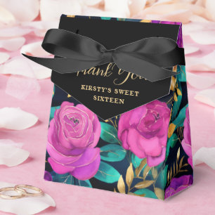 Elegantes Wasserfarben-Lila- und Türkis-Blumenmust Geschenkschachtel