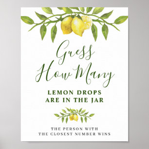 Elegantes Wasserfarben-Limonen-Hochzeitsdusche-Pos Poster