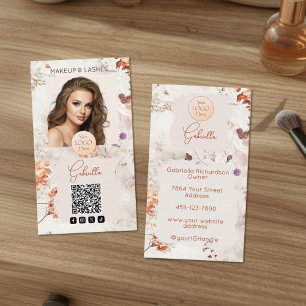 Elegantes Wasserfarben-Logo QR-Code Foto-Make-up Visitenkarte