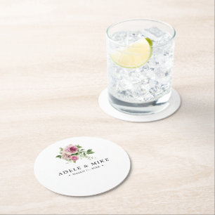 Elegantes Wasserfarben-Rosengesteck Hochzeit Runder Pappuntersetzer