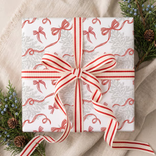 Elegantes Wasserfarben-Rotband-Schleifen-Weihnacht Geschenkpapier