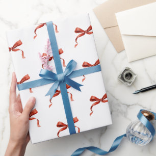 Elegantes Wasserfarben-Rotband-Weihnachtsverpackun Geschenkpapier