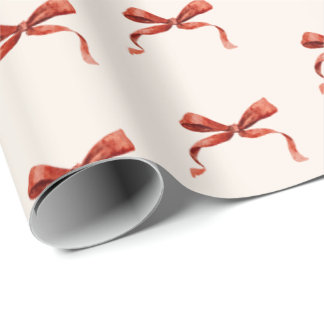 Elegantes Wasserfarben-Rotband-Weihnachtsverpackun Geschenkpapier