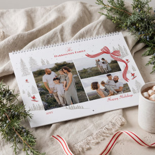 Elegantes Wasserfarben-Rotes Band Nordische Weihna Kalender