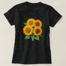 Elegantes Wasserfarben-Sonnenblumenstrauß Schwarz 