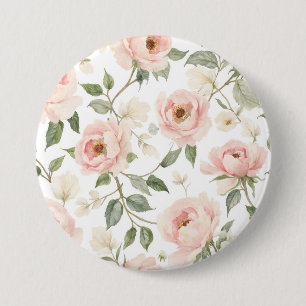 Elegantes Wasserfarben-Torten und Rose Blumenmuste Button