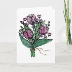 Elegantes Wasserfarben-Tulpen-Blumenstrauß-Gruß C Karte