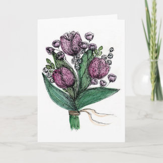 Elegantes Wasserfarben-Tulpen-Blumenstrauß-Gruß C Karte