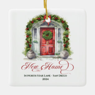 Elegantes Wasserfarben-Weihnachten im neuen Zuhaus Keramikornament