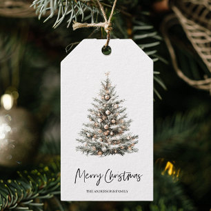 Elegantes Wasserfarben-Weihnachtsbaum-Geschenk Geschenkanhänger