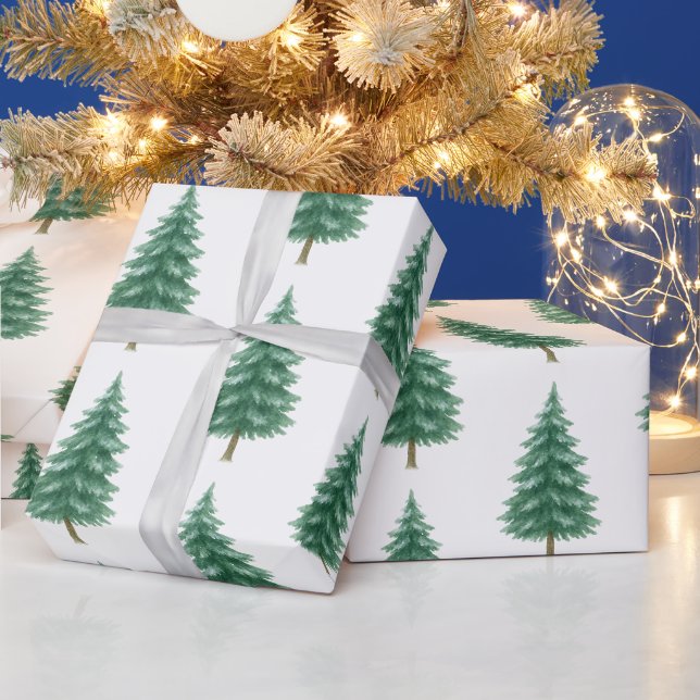 Elegantes Wasserfarben-Weihnachtsbaum-Geschenkpapi Geschenkpapier (Feiertage)