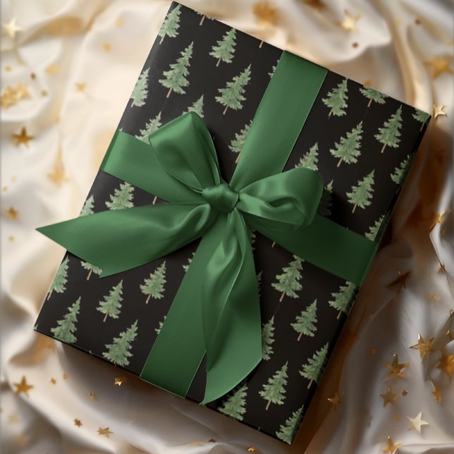 Elegantes Wasserfarben-Weihnachtsbaum-Geschenkpapi Geschenkpapier (Von Creator hochgeladen)