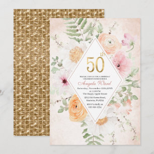 Elegantes Wasserfarbengeburtstag - Einladung