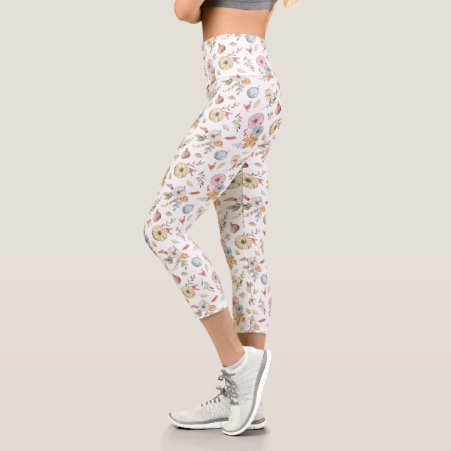 Elegantes Wasserfarbmuster im Herbst Capri Leggings (Links)