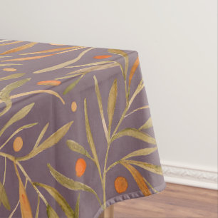 Elegantes Wasserfarbmuster mit Blättern auf violet Tischdecke