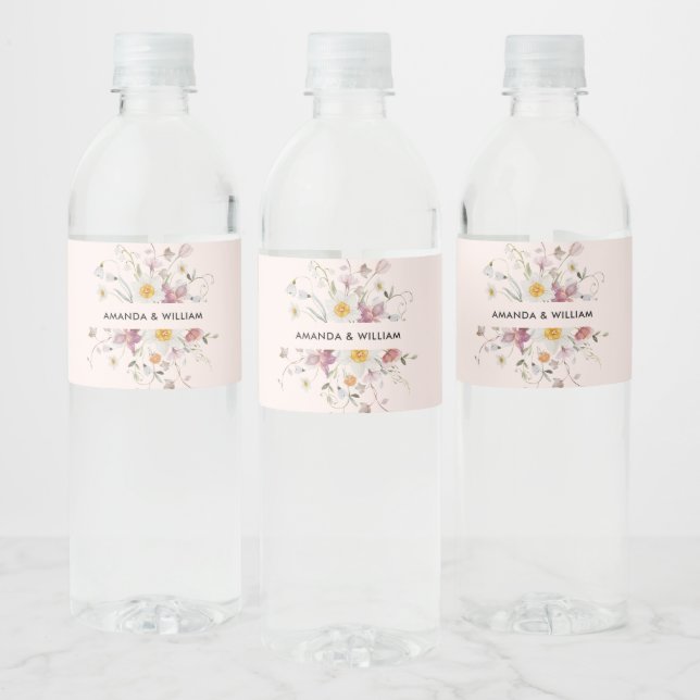 Elegantes Wasserflaschen-Etikett - Aquarellfarben- (Flaschen)