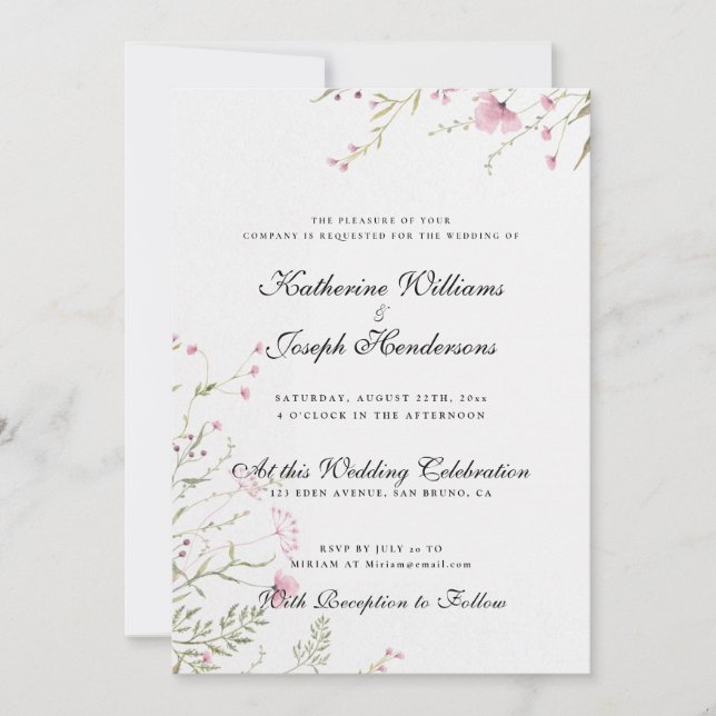 ELEGANTES WASSERFLORALE ABSTRAKTES UAWG & WEDING EINLADUNG (Vorderseite)
