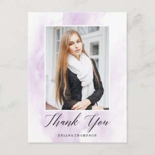 Elegantes Watercolor Abschluss Foto Vielen Dank Postkarte
