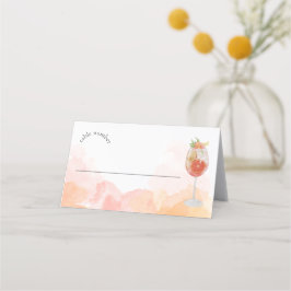 Elegantes Watercolor Aperol Spritz Brautparty Platzkarte