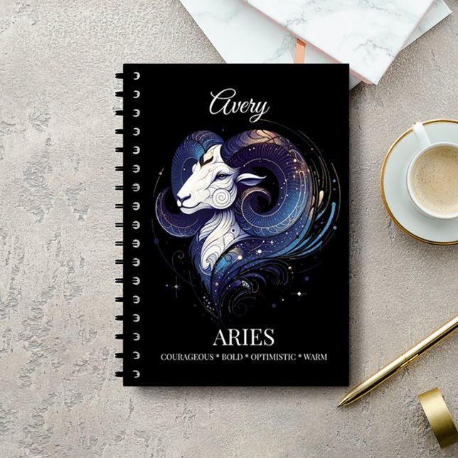 Elegantes Watercolor Aries Zodiac Journal Notizbuch (Von Creator hochgeladen)