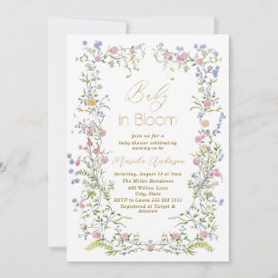 Elegantes Watercolor Baby in Blooom Pink Blume B Einladung