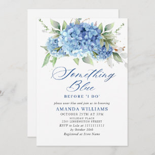 Elegantes Watercolor Blue Hydrangea BRAUTPARTY Einladung