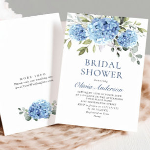 Elegantes Watercolor Blue Hydrangea BRAUTPARTY Einladung