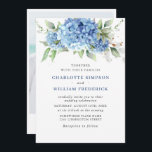 Elegantes Watercolor Blue Hydrangea Foto Hochzeit Einladung<br><div class="desc">Für weitere Anpassungen klicken Sie bitte auf den Link "Weitere Anpassung" und verwenden Sie unser Design-Tool,  um diese Vorlage zu ändern. Wenn Sie Hilfe oder passende Artikel benötigen,  kontaktieren Sie mich bitte.</div>