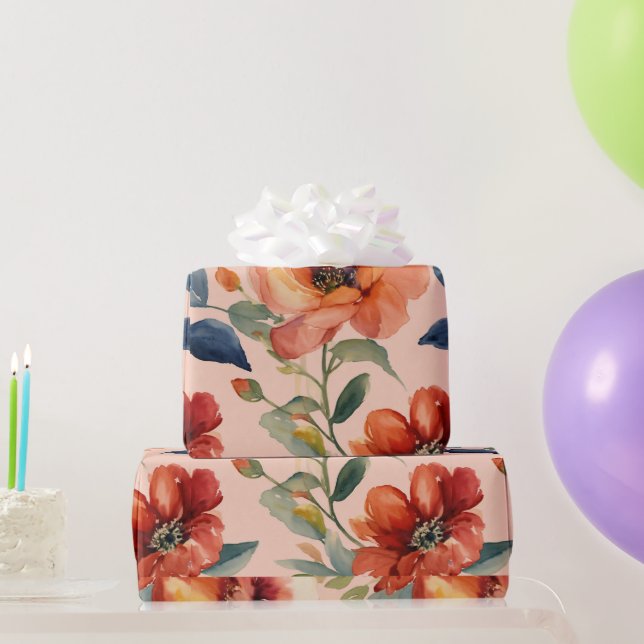 Elegantes Watercolor Blume Wrapping Paper Geschenkpapier (Partygeschenke)